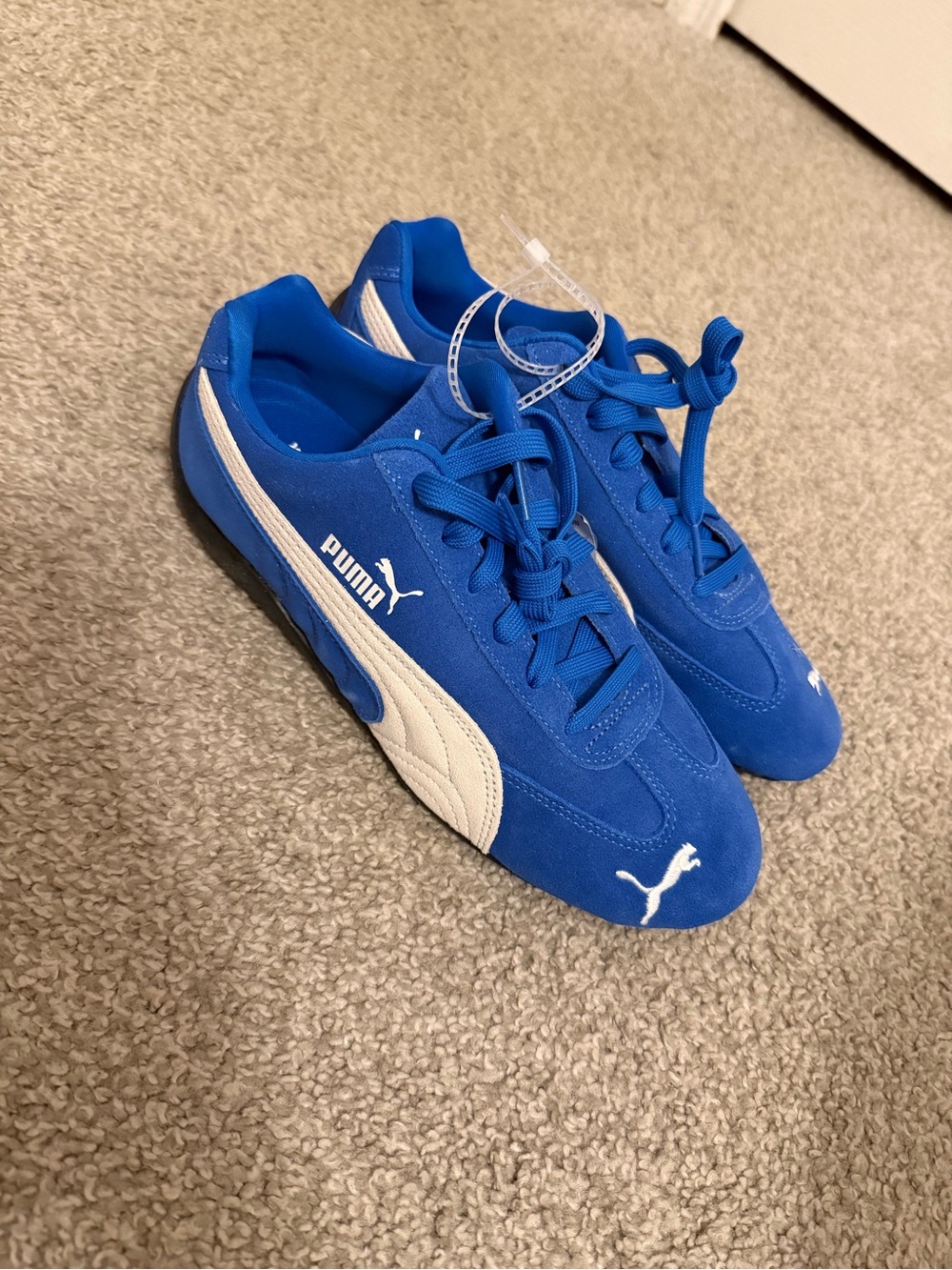Puma Royal Blue Suede Sneakers with White Formstrip